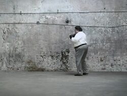 Overweight businessman practicing boxing Stock Footage