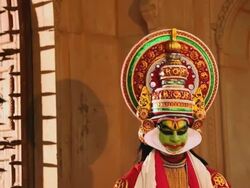 Kathakali dancer performing In the palace, Ballabgarh, Haryana, India Stock Footage