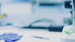 Microscope in laboratory Stock Footage