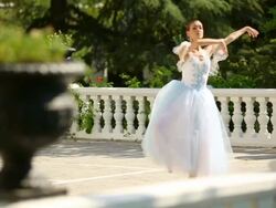 ballerina dancing in the old park Stock Footage