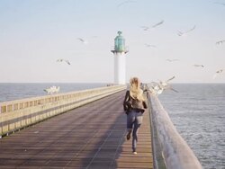 Woman at the ocean Stock Footage