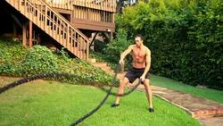 Workout gym Male Lawn Slow-Motion Stock Footage