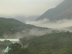 Pan Left Shot Tian Tan Buddha Hills Hong Kong Kwangtung China Stock Footage
