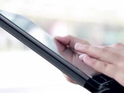 Tablet for business,Bangkok city Stock Footage