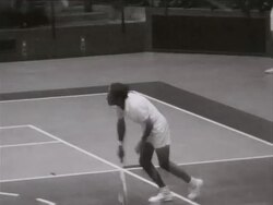 Pancho Gonzales vs Ken Rosewall in tennis match Stock Footage