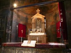 Khor Virap monastery, interior view of the church of the Holy Mother of God, Saint Astvatsatsin Stock Footage