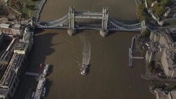 London Tower Bridge Overview by Helicopter Stock Footage