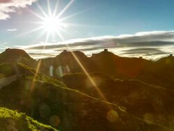 T/L WS PAN Sunrise on the Great Wall / Beijing, China Stock Footage