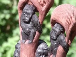 CU Shot of aboriginal word carved artwork / kigez, kabale, uganda Stock Footage