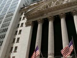 MS PAN View of the New York Stock Exchange  / New York City, New York State, USA   Stock Footage