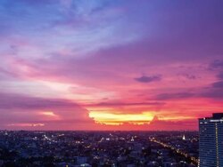 Central Business District in sunset Stock Footage