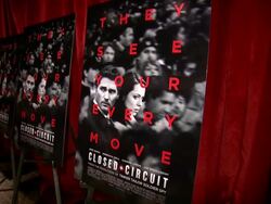 ATMOSPHERE - signage at "Closed Circuit" New York Special Screening Stock Footage