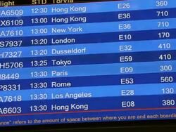 CU Shot of Departure boards at International airport / Beijing, Hebei Province, China Stock Footage