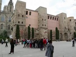 Roman walls and towers, Bacelona. Stock Footage