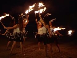 Traditional Hawaiian Fire Hula Dancers Stock Footage