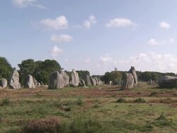 WS Megalithic menhir alignement of Kermario / Carnac, Brittany, France Stock Footage