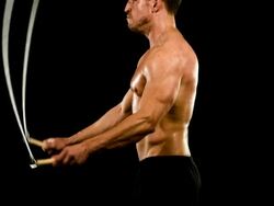 Athletic Male Jumping Rope Slow-Motion Stock Footage