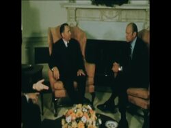 SYND 19 9 75 GROMYKO MEETS PRESIDENT GERALD FORD IN WASHINGTON News Clip