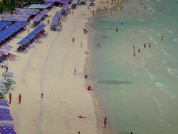Aerial view of Beach Umbrella Stock Footage