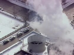 MS Hot smoke escaping chimney / Minneapolis, Minnesota, United States Stock Footage