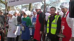 MP's, Lords and members of the media take part in the annual Parliamentary Pancake Race News Clip