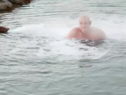 enjoying geothermal spa therapy Stock Footage