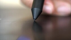 Macro shot of hand drawing in Graphics Tablet Stock Footage
