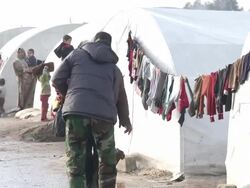 Refugee camp in A'zaz near the Turkish border News Clip