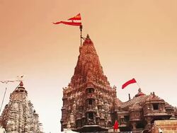 MS Shot of Dwarkadhish Temple at Dwarka / Jamnagar, Gujarat, India Stock Footage