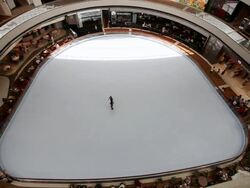 WS Kids skating on  indoor skating rink / Singapore,Singapore, Singapore Stock Footage