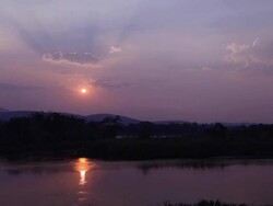 Timelapse sutset and sun beam at the river Stock Footage