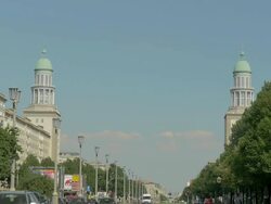 Frankfurter Tor,Karl Marx Alle,soviet architecture,WS Stock Footage