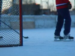 SLO MO Action in front of the hockey net. (dvcpro hd) Stock Footage