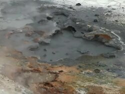 CU Boiling mud and water heated by geothermal activity  at leirhnjukur / Krafla, Myvatn region, Iceland Stock Footage