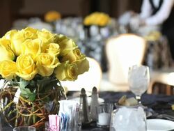 Banquet hall, restaurant. Waiter serving table prior ceremony, event. Stock Footage