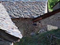Typical stone constructions in Andorra Stock Footage
