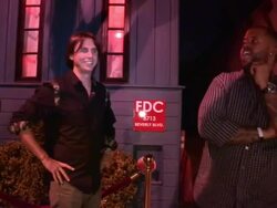 Jonathan Cheban & Kenny Hamilton on Kris Jenner & Bruce Jenner's divorce at Hooray Henry's in West Hollywood Stock Footage