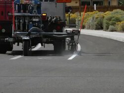 Road work painting lines Stock Footage