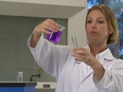 Looking at chemicals Stock Footage