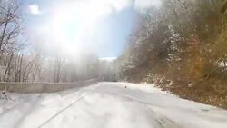 Winter road with melting snow, video with Go Pro Stock Footage