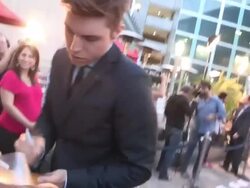 Nolan Gerard Funk greets fans at Afternoon Delight Stock Footage