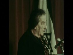 SYND 2-11-73 ISRAELI PRIME MINISTER, GOLDA MEIR, SPEAKING AT WASHINGTON NEWS CONFERENCE News Clip