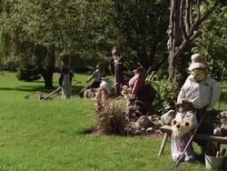 Scarecrow in a yard Stock Footage