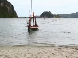 squid fishing boat Stock Footage