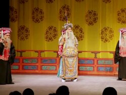MS Artist performing Beijing opera in traditional theatre AUDIO / xi'an, shaanxi, china Stock Footage