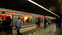 Prague Metro in Prague City Stock Footage