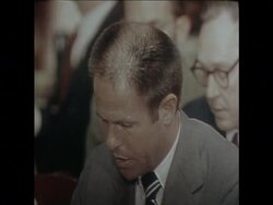 SYND 31-7-73 HALDEMAN TESTIFYING BEFORE SENATE WATERGATE COMMITTEE THAT HE HEARD THE TAPES News Clip