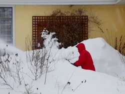 Man pushing snow blower Stock Footage