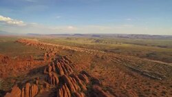 High flying shot over the Tower Arch at The Arches National Park Stock Footage