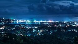 Aerial view of island at night. Time Lapse Video Stock Footage